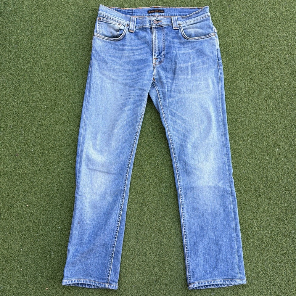NUDIE Jeans 32x29 Slim Thin Finn Flood Used Organic Stretch